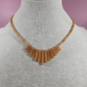 Genuine Handcrafted Sterling Silver Necklace With Natural Red Aventurine Fan